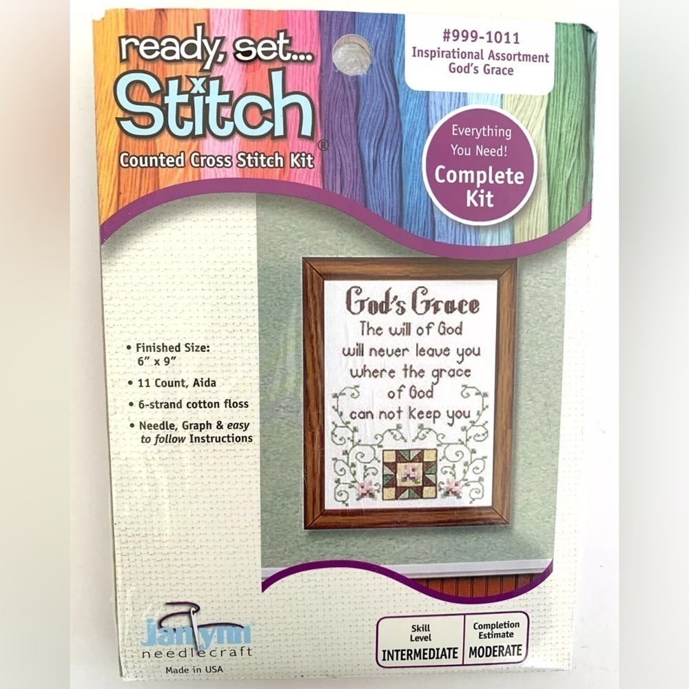 Janlynn Counted Cross Stitch New Complete Kit #999-1011 GOD'S GRACE 6" x 9" DIY - Picture 3 of 3